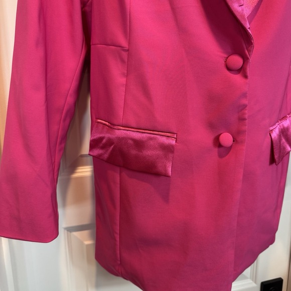 Torrid Blazer Women's Plus Sz 3 Hot Pink Crepe Satin Lapel Career Jacket - Picture 2 of 15